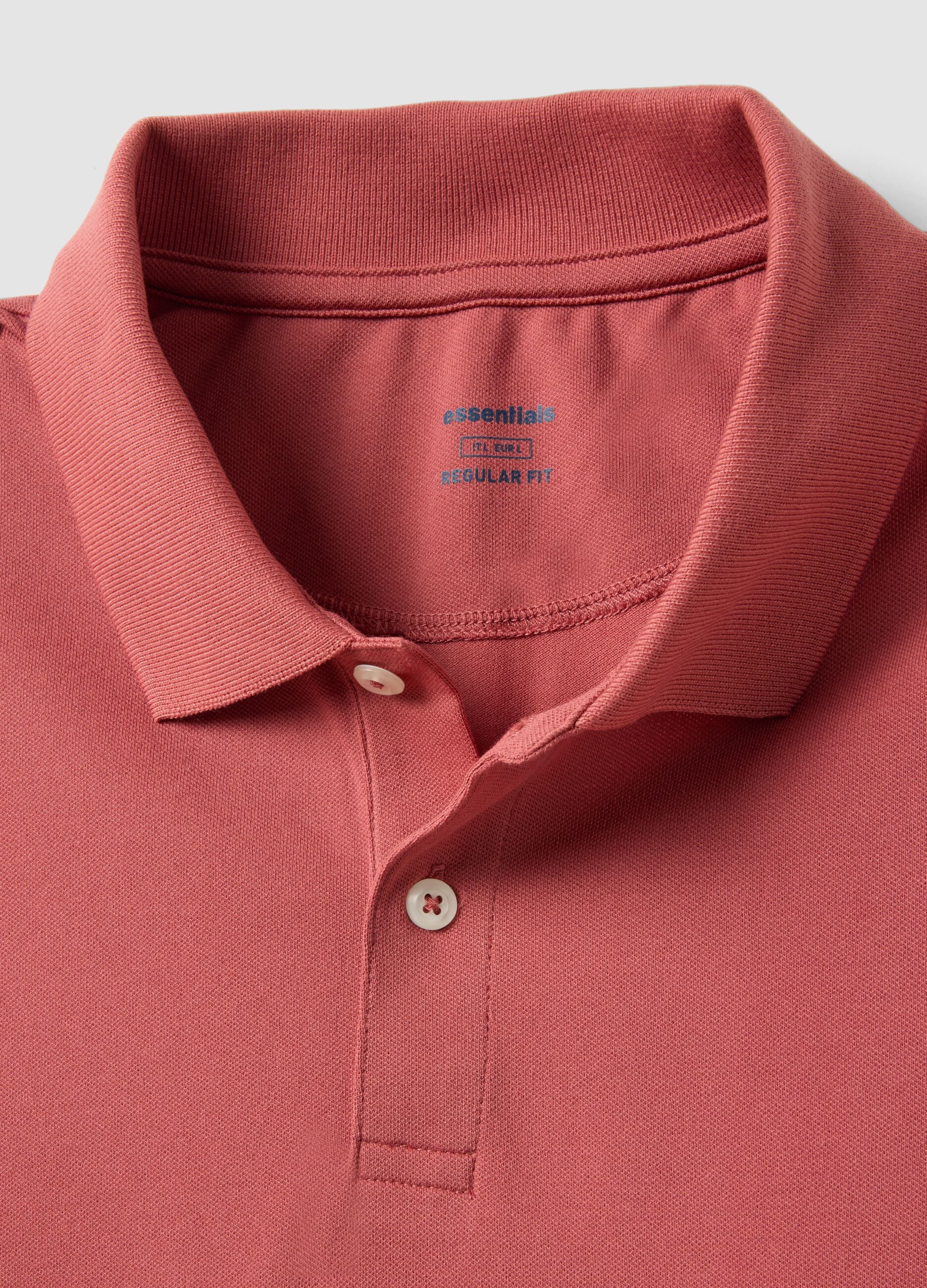 Red Stretch Cotton Blend Polo Regular Fit