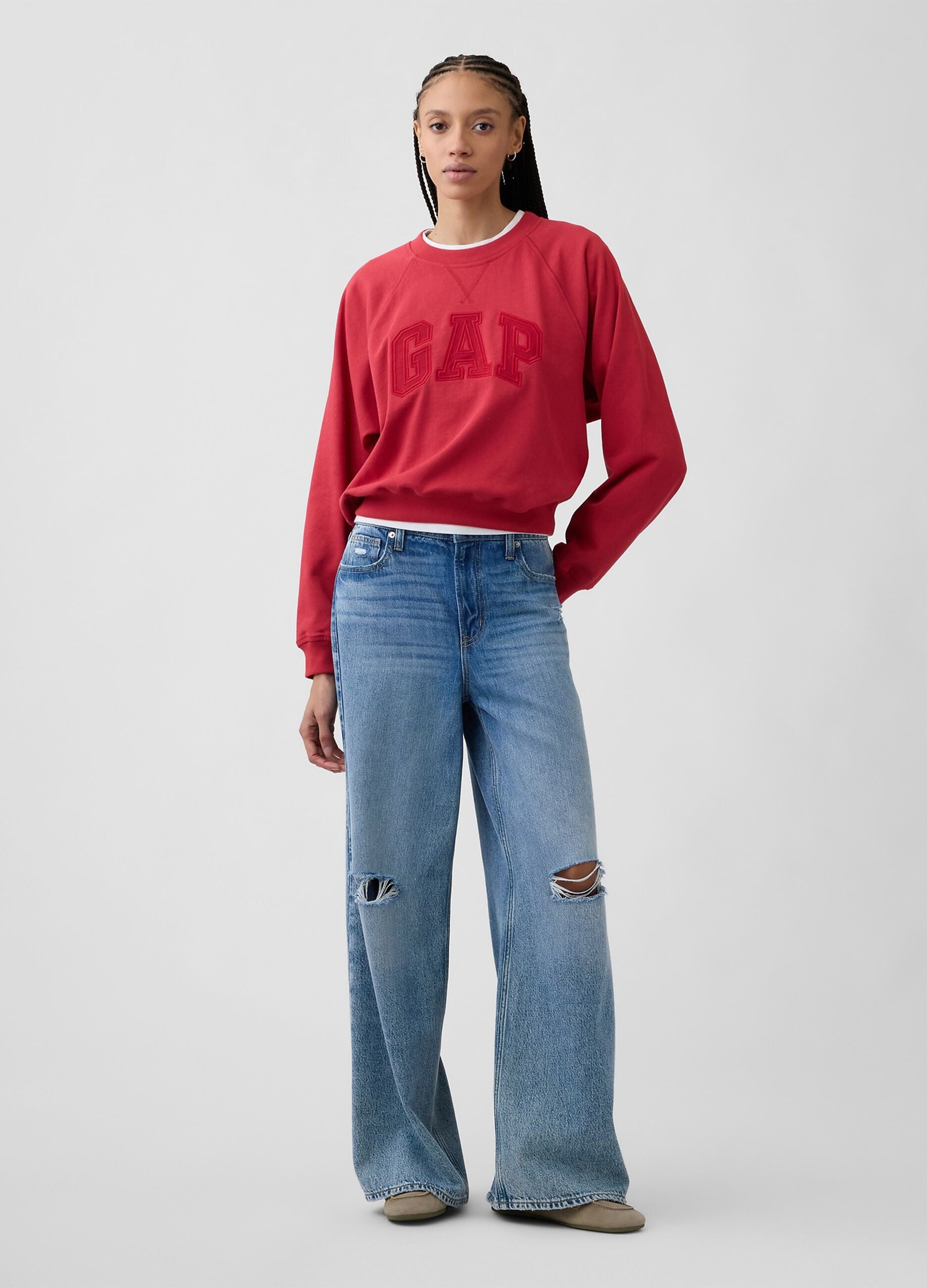 Cotton-blend crewneck sweatshirt