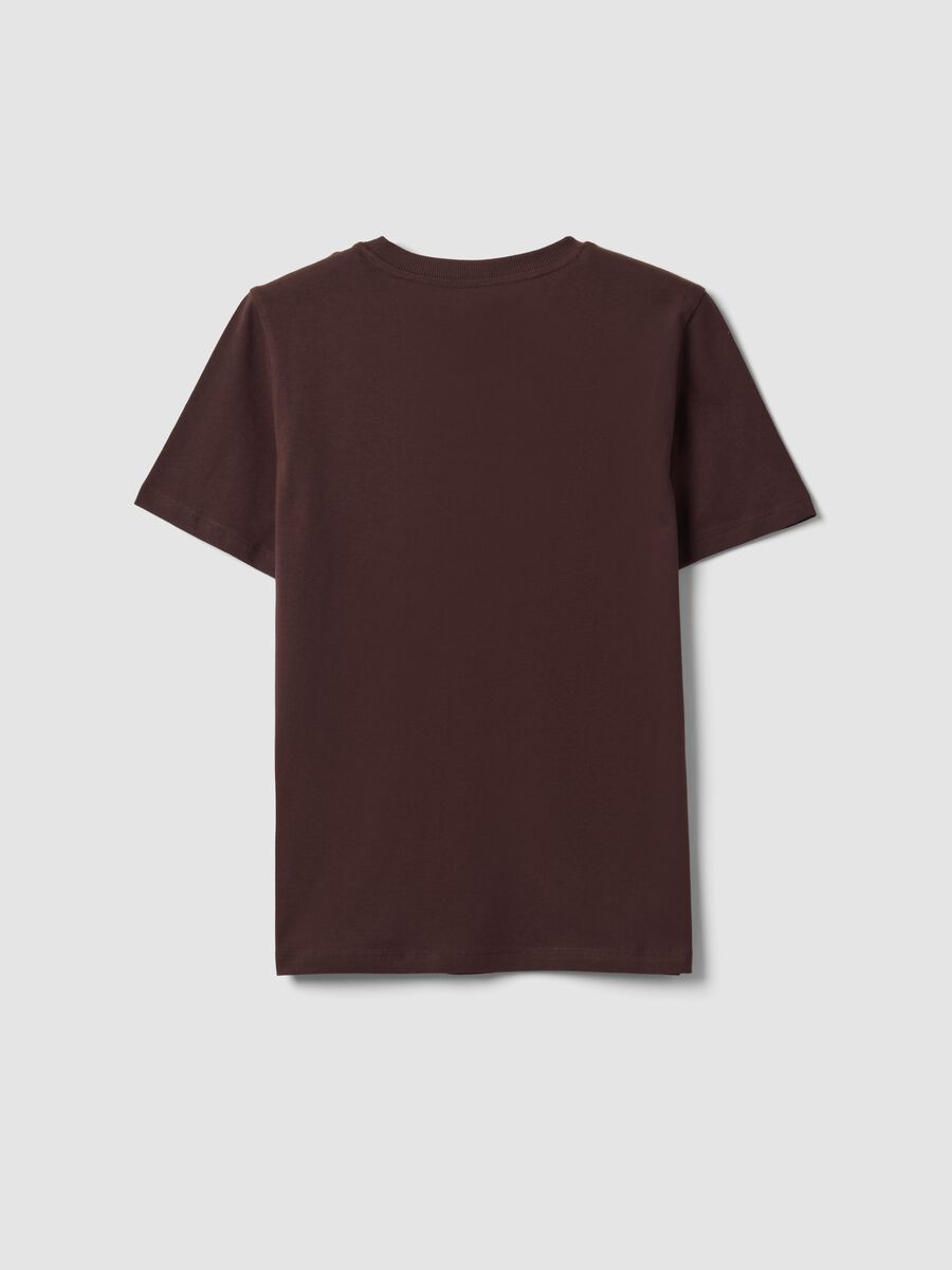 T-shirt marrone in puro cotone organico a girocollo regular fit_2