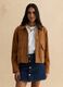 Regular fit brown genuine leather jacket with buttons_1