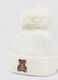White ribbed viscose-blend beanie with pompom_2