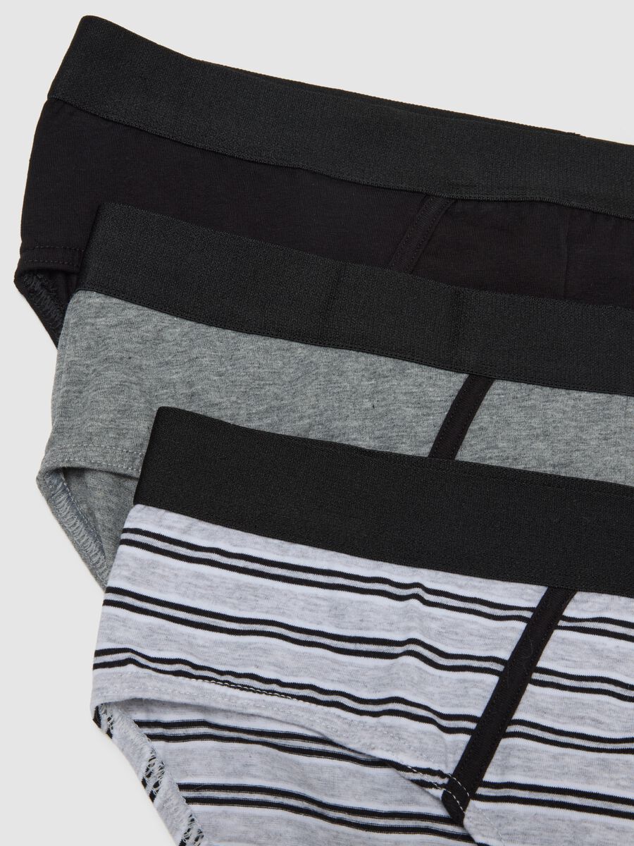 Multicolour stretch cotton fitted briefs tripack_5