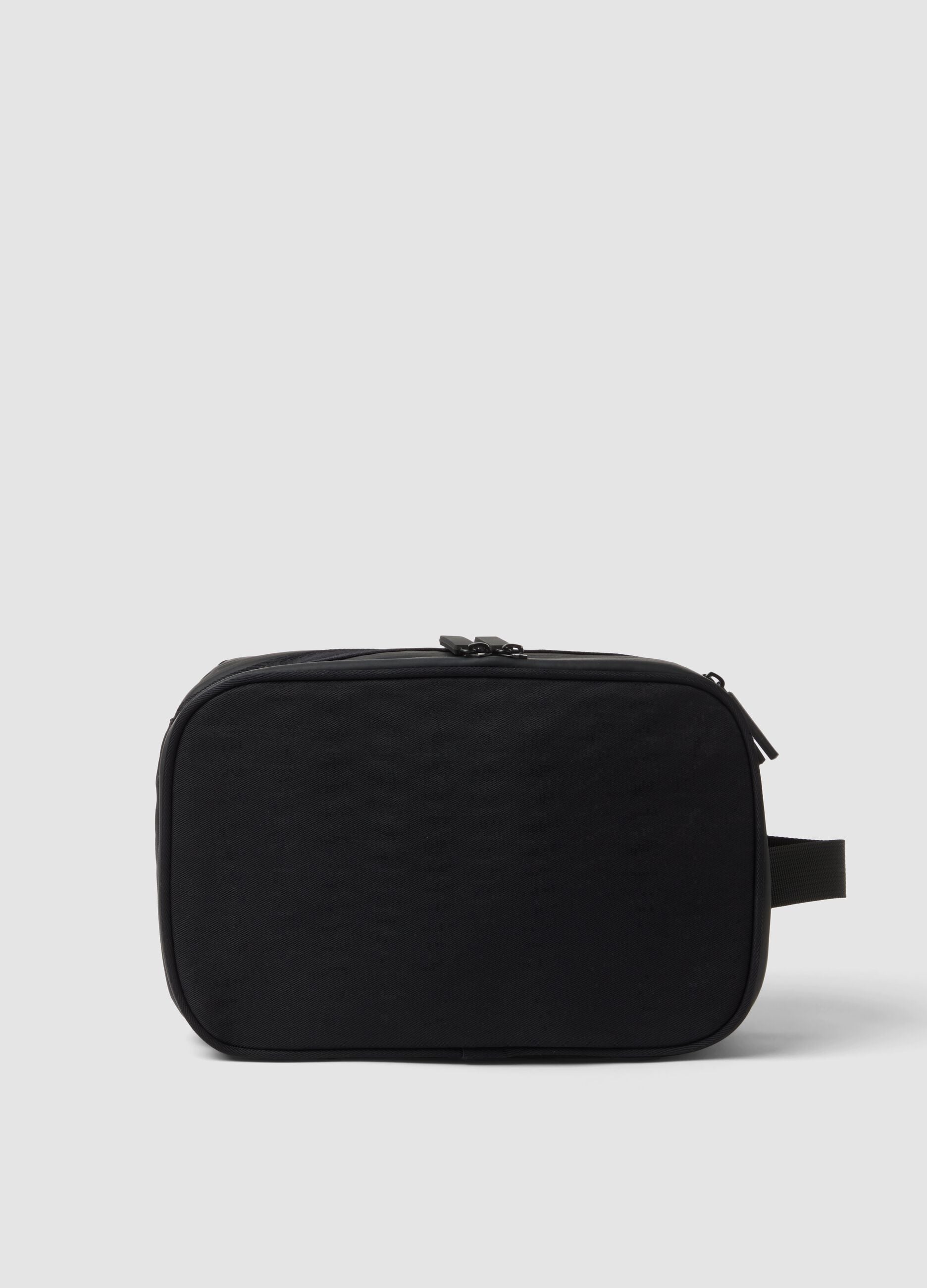Black toiletry bag with double zip