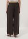 Brown pure linen wide-leg trousers with elasticated waist_2