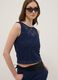 Blue stretch-fabric tank top_0