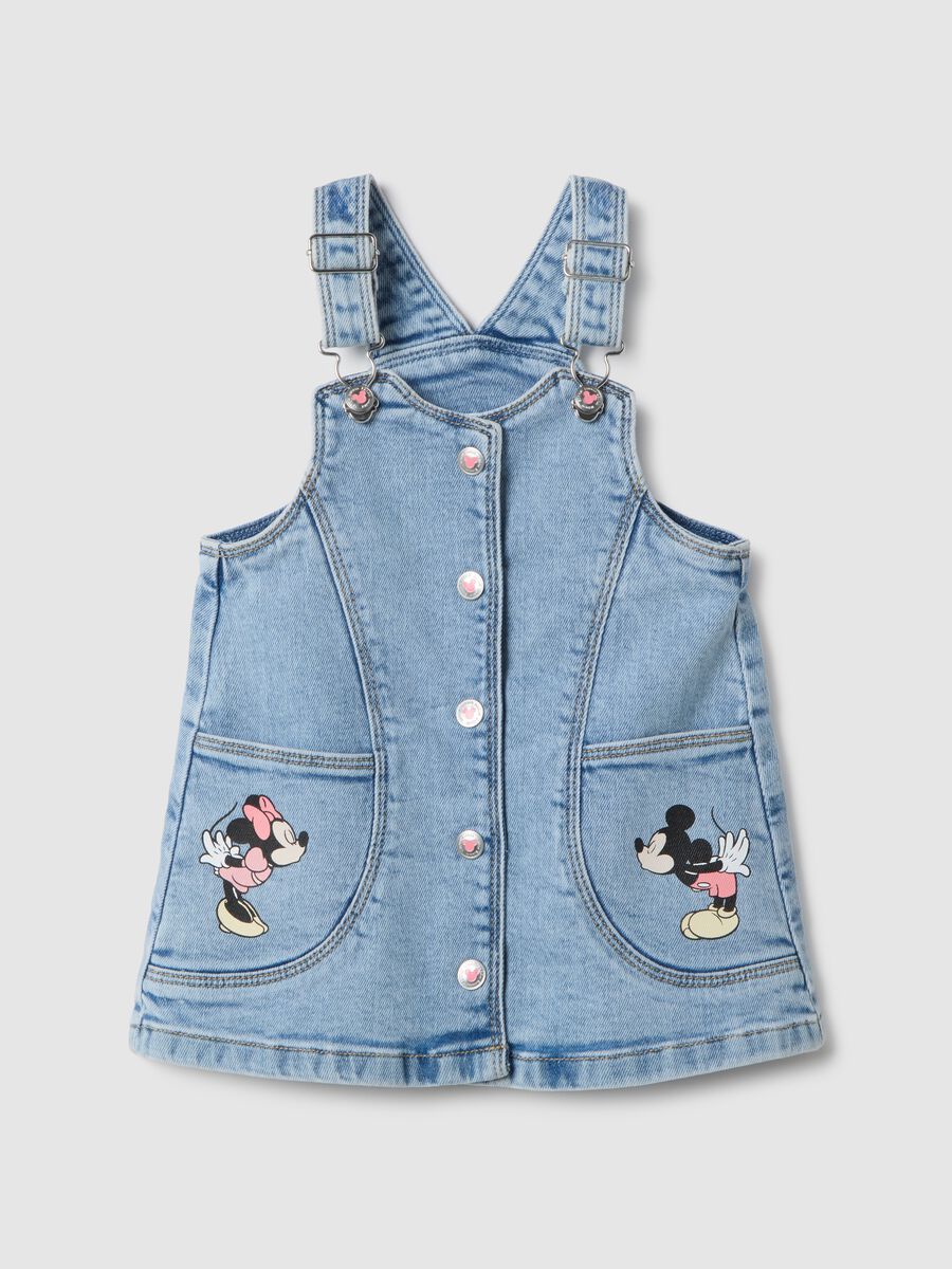 Abito in denim elasticizzato blu regular fit per bimba con grafica Minnie_0