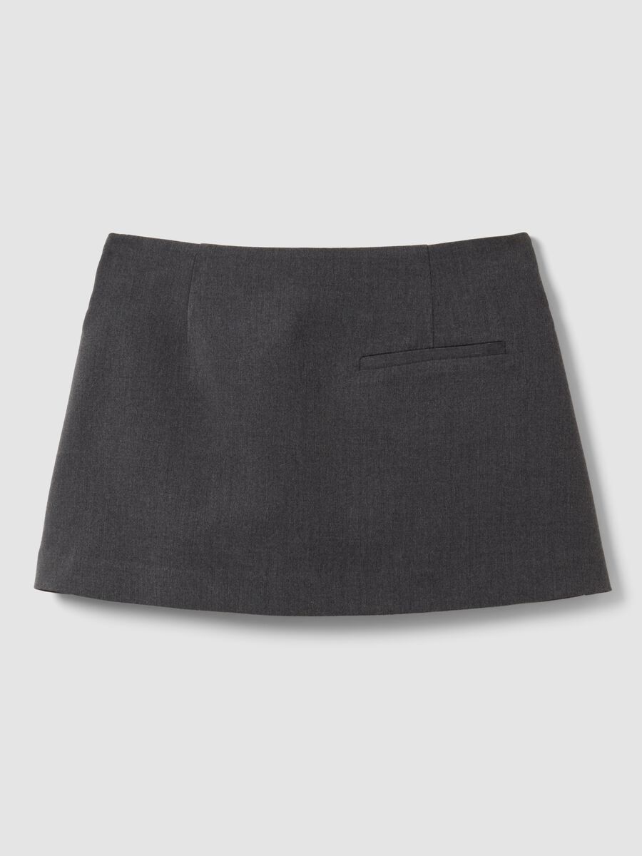 Grey stretch viscose mini skirt with belt_2