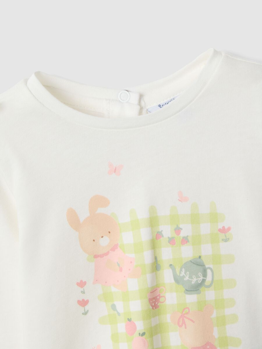 White organic cotton regular fit sweater for little girls_2