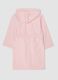 Pink organic cotton hooded bathrobe for girls_1