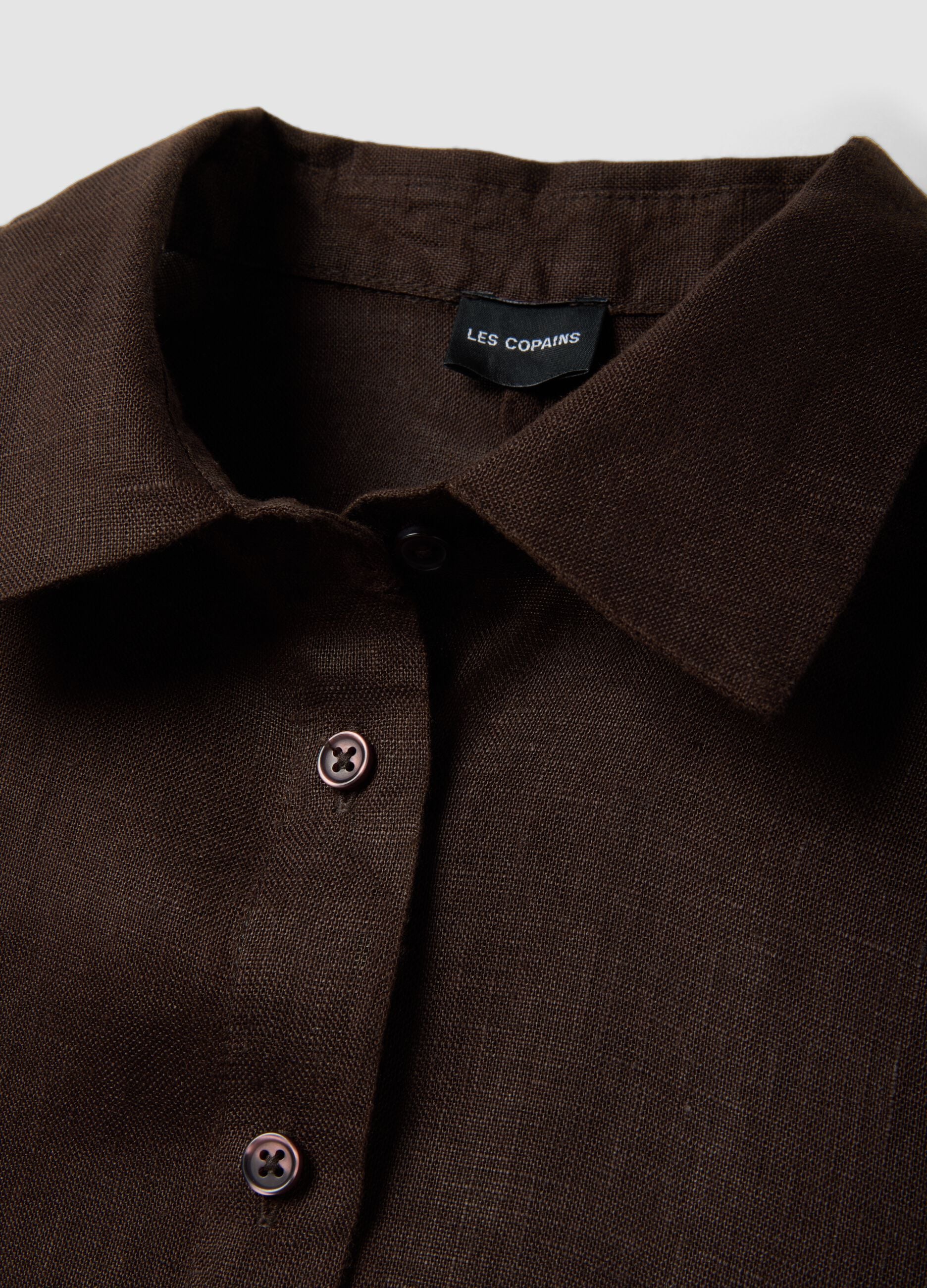 Oversized pure linen brown shirt