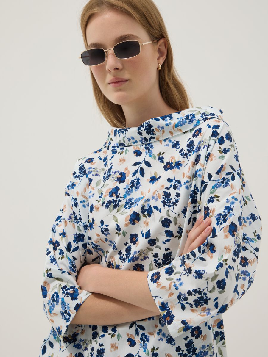 White floral stretch cotton blouse_1