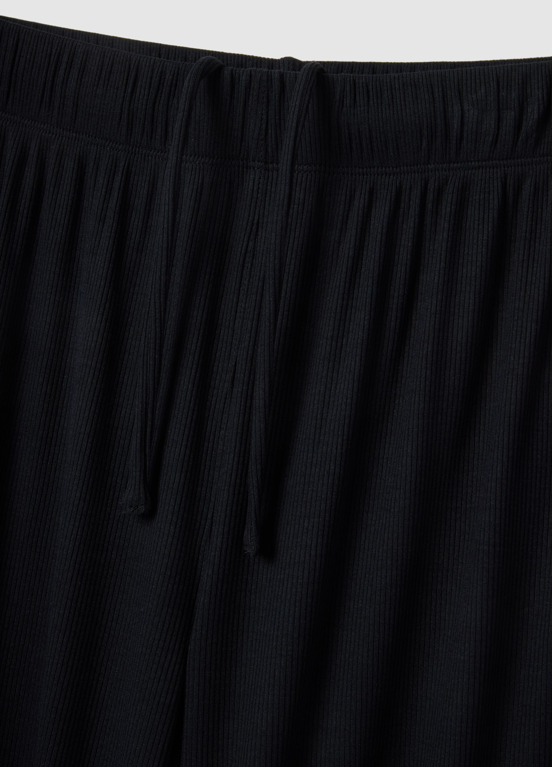 Ribbed Fluid Trousers Black