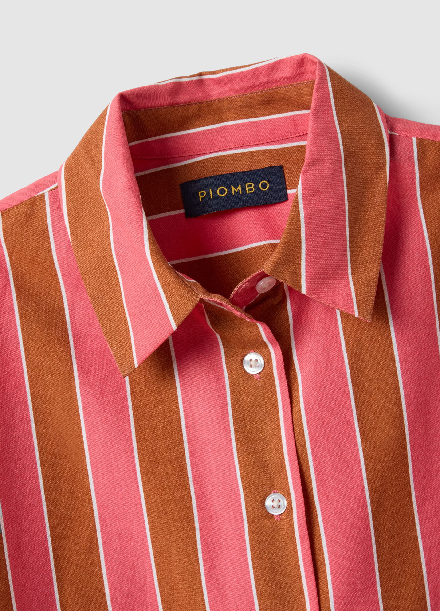 Regular fit multicolour striped cotton blend shirt