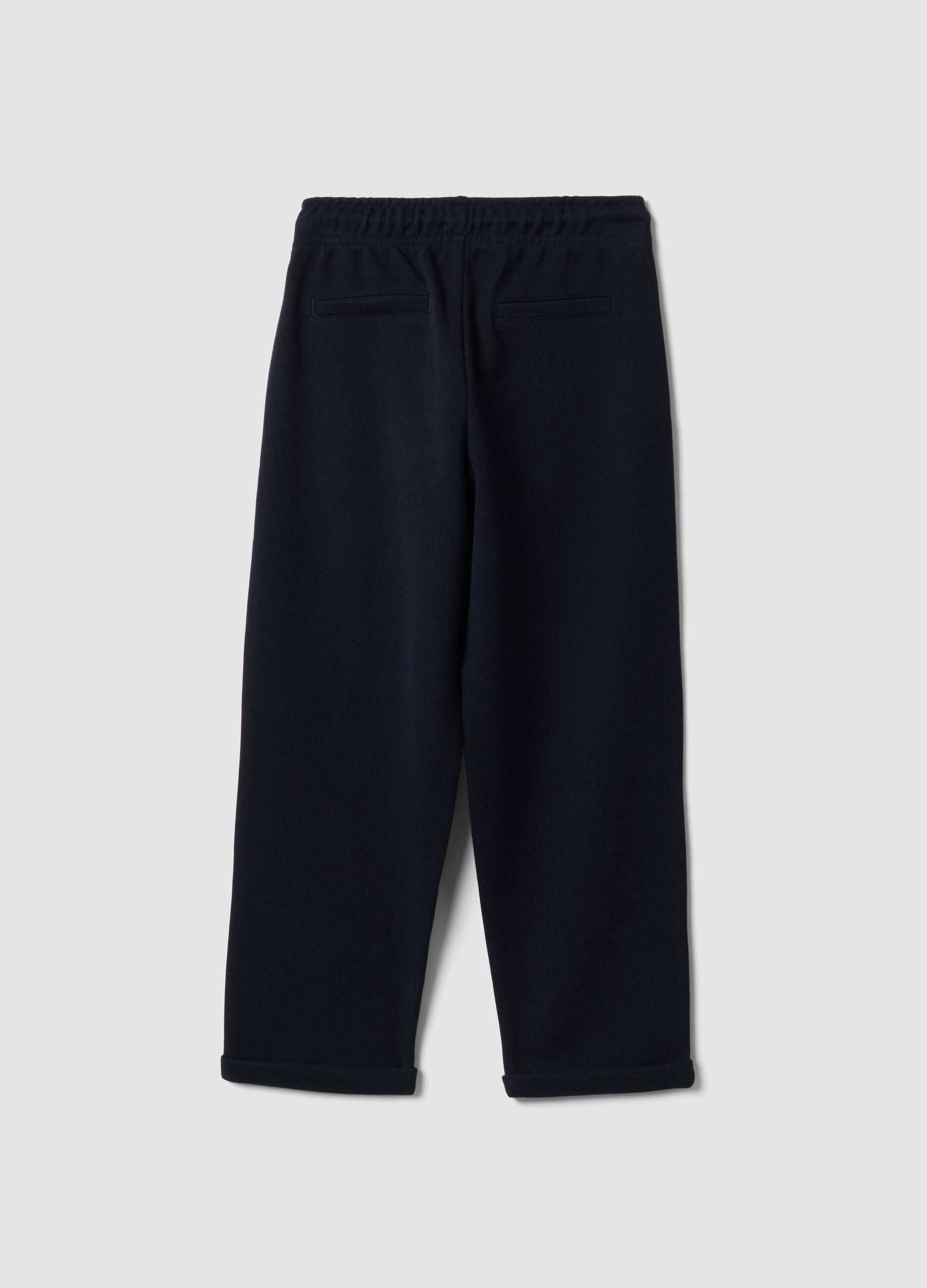 Blue stretch viscose and lyocell regular-fit trousers for boys