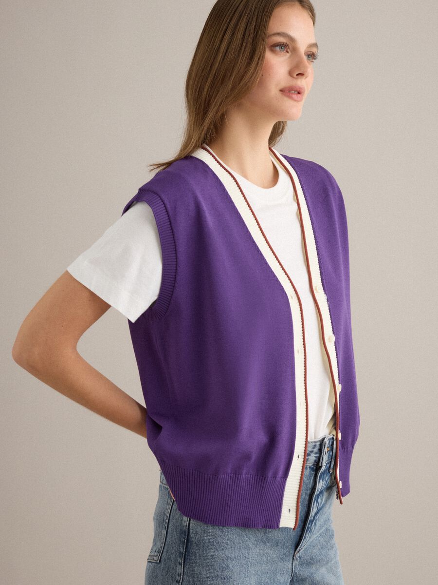 Purple viscose-blend vest in plain knit_2