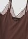 Brown stretch viscose tank top with lace and V-neckline_5