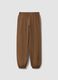 Brown jogger trousers in organic cotton and viscose blend for girls_5