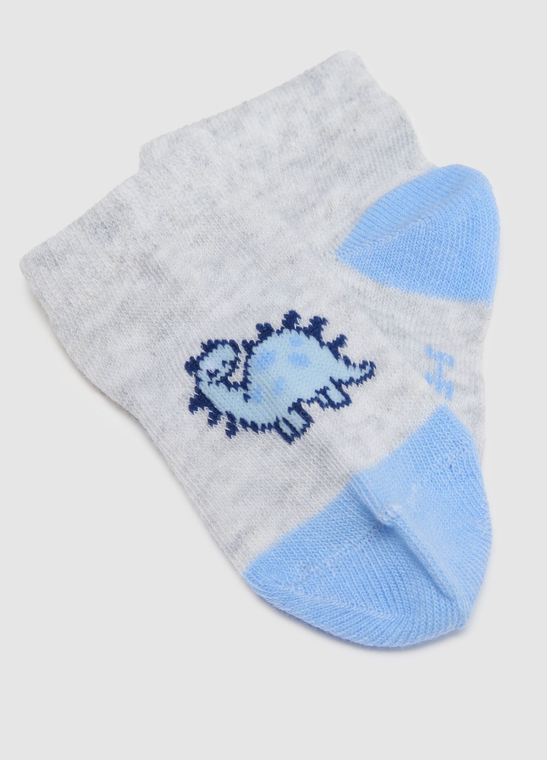 Multicolour cotton-blend baby socks tripack with patterns
