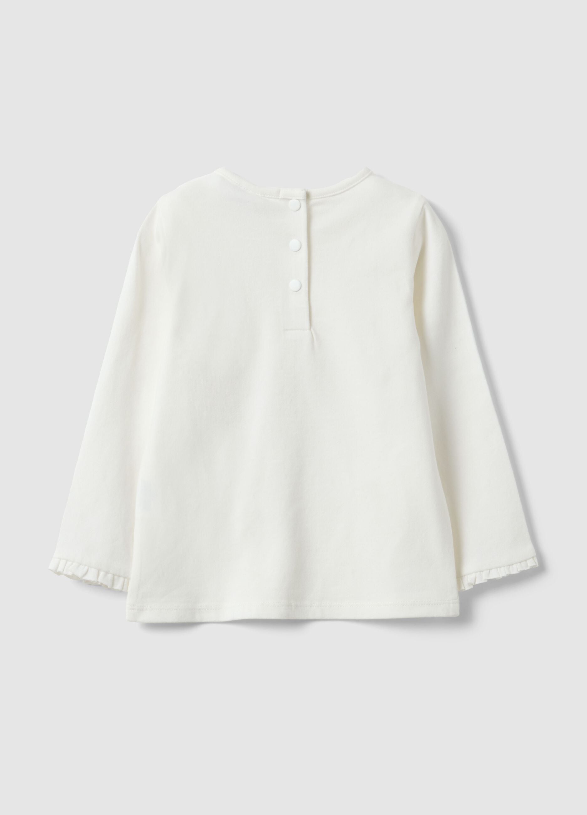 White stretch cotton T-shirt with bows for girls