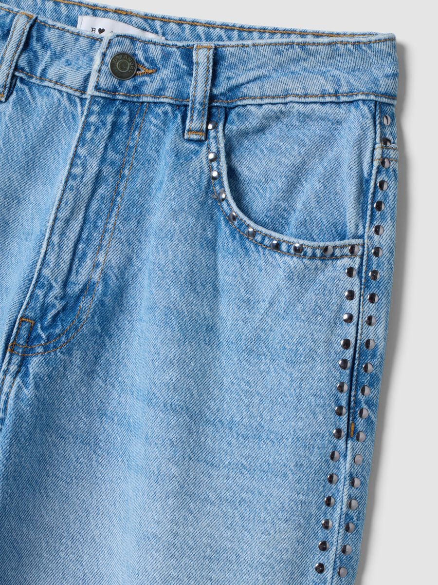 Light Blue Wide-Leg Pure Cotton Jeans_1