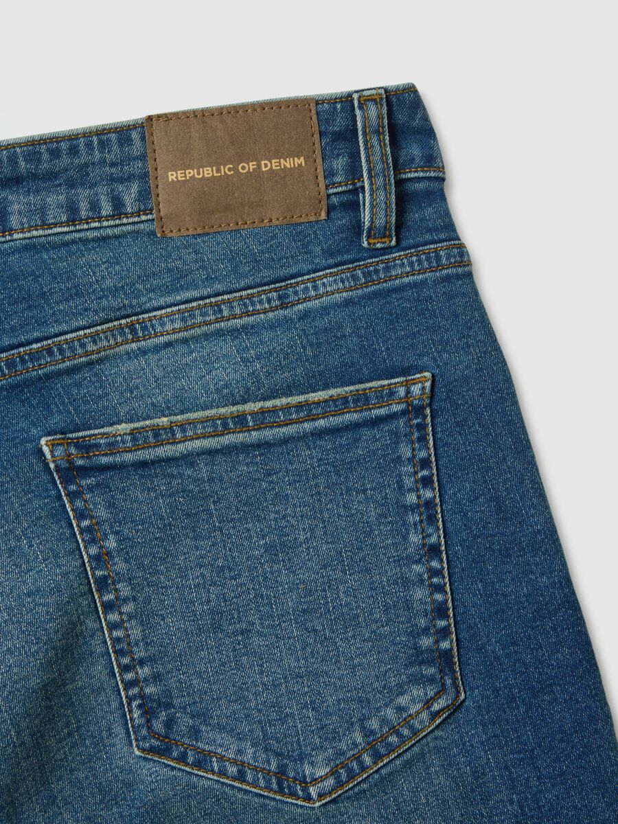 Blue Stretch Denim Skinny Fit Jeans_5