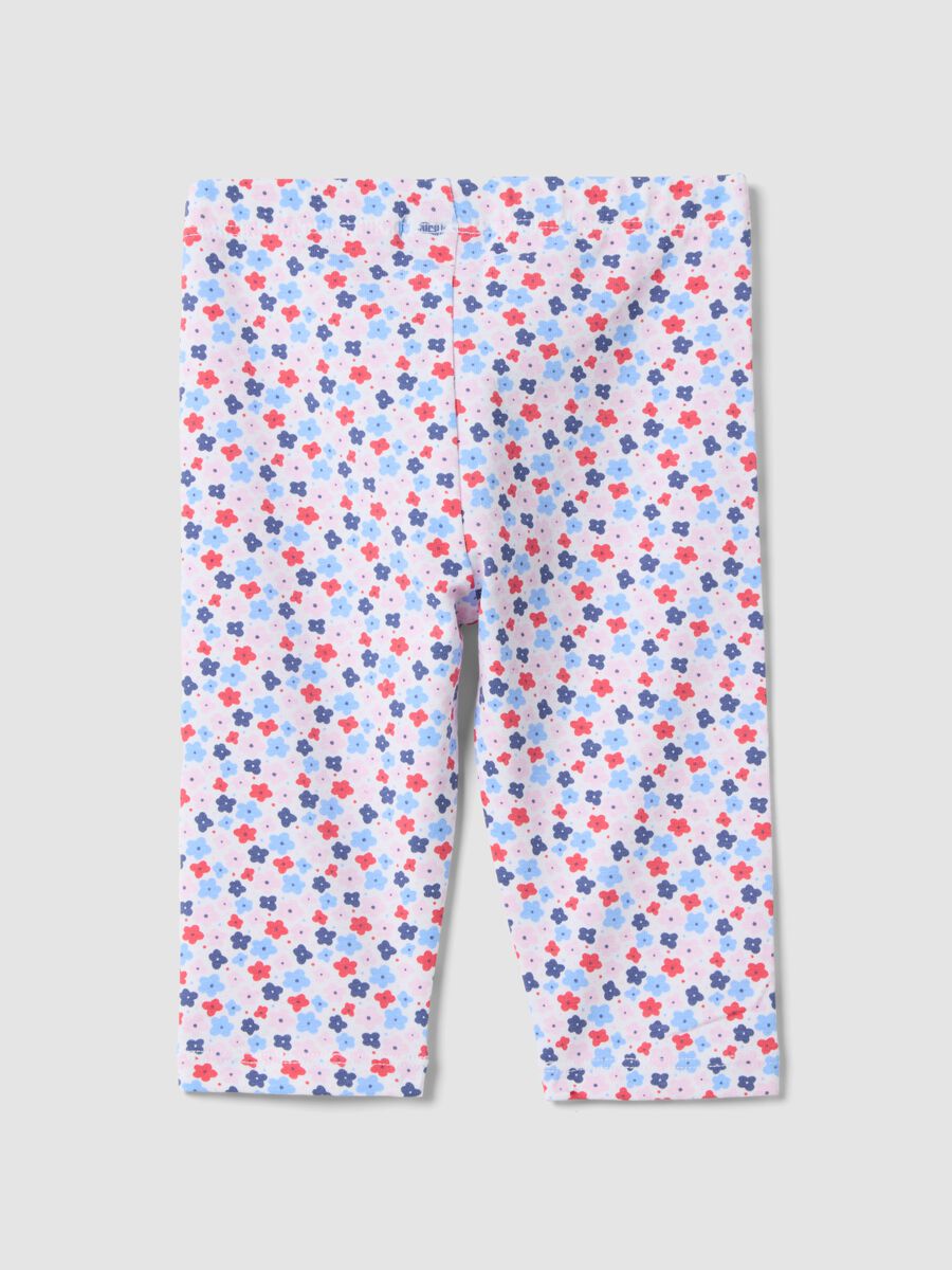Leggings slim in cotone elasticizzato multicolor da bimba con fiori_1