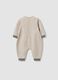 Beige organic cotton babygrow with teddy bear print for newborn_1