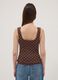 Brown fitted polka-dot stretch cotton top_3