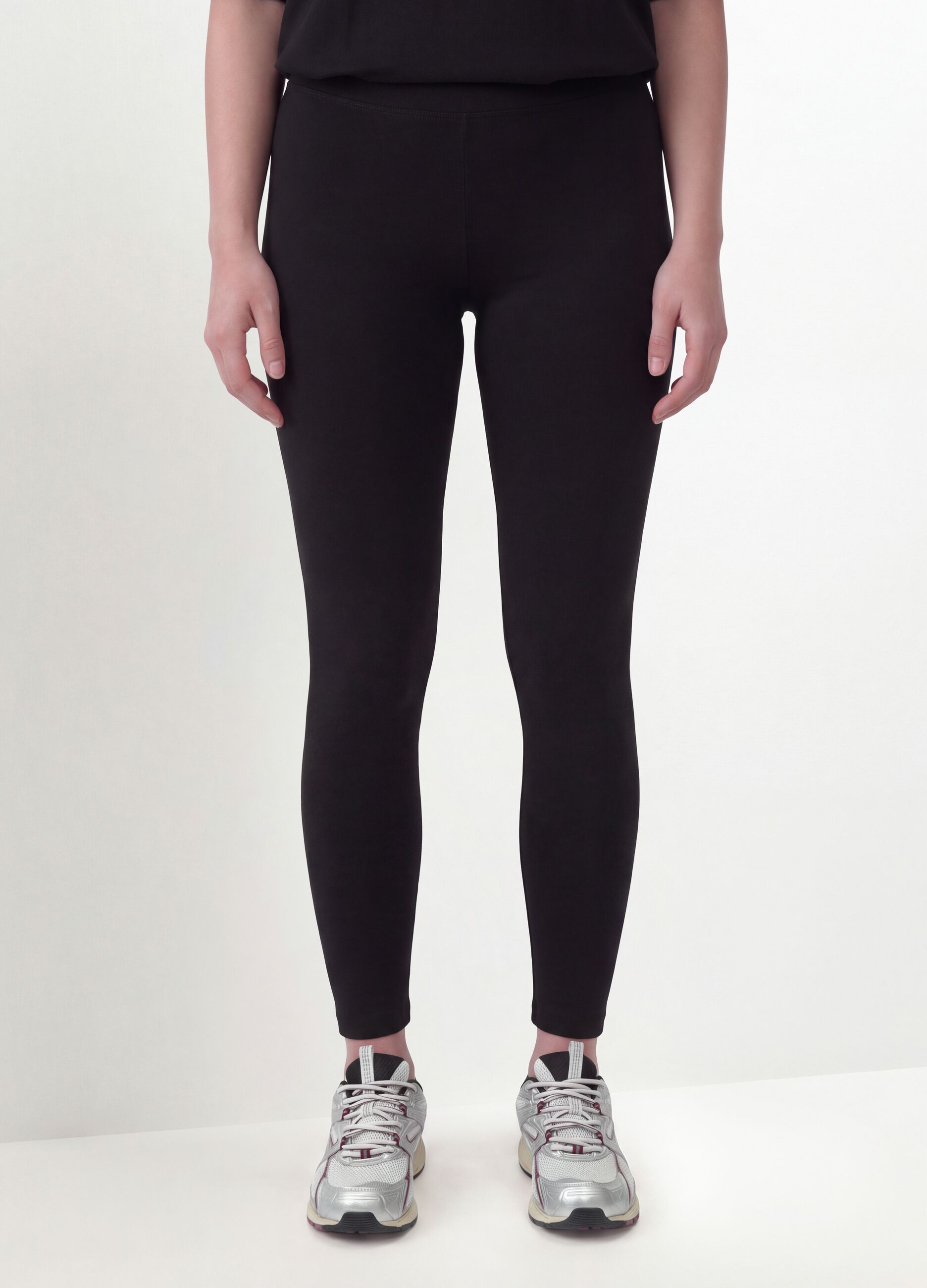 Black skinny-fit stretch cotton leggings