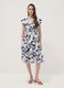 Blue and white pure cotton dress with all-over print and rope belt_1