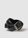 Black genuine leather belt with sturdy buckle_2
