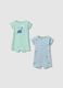 Newborn multicolour cotton romper twin pack with dinosaurs_0