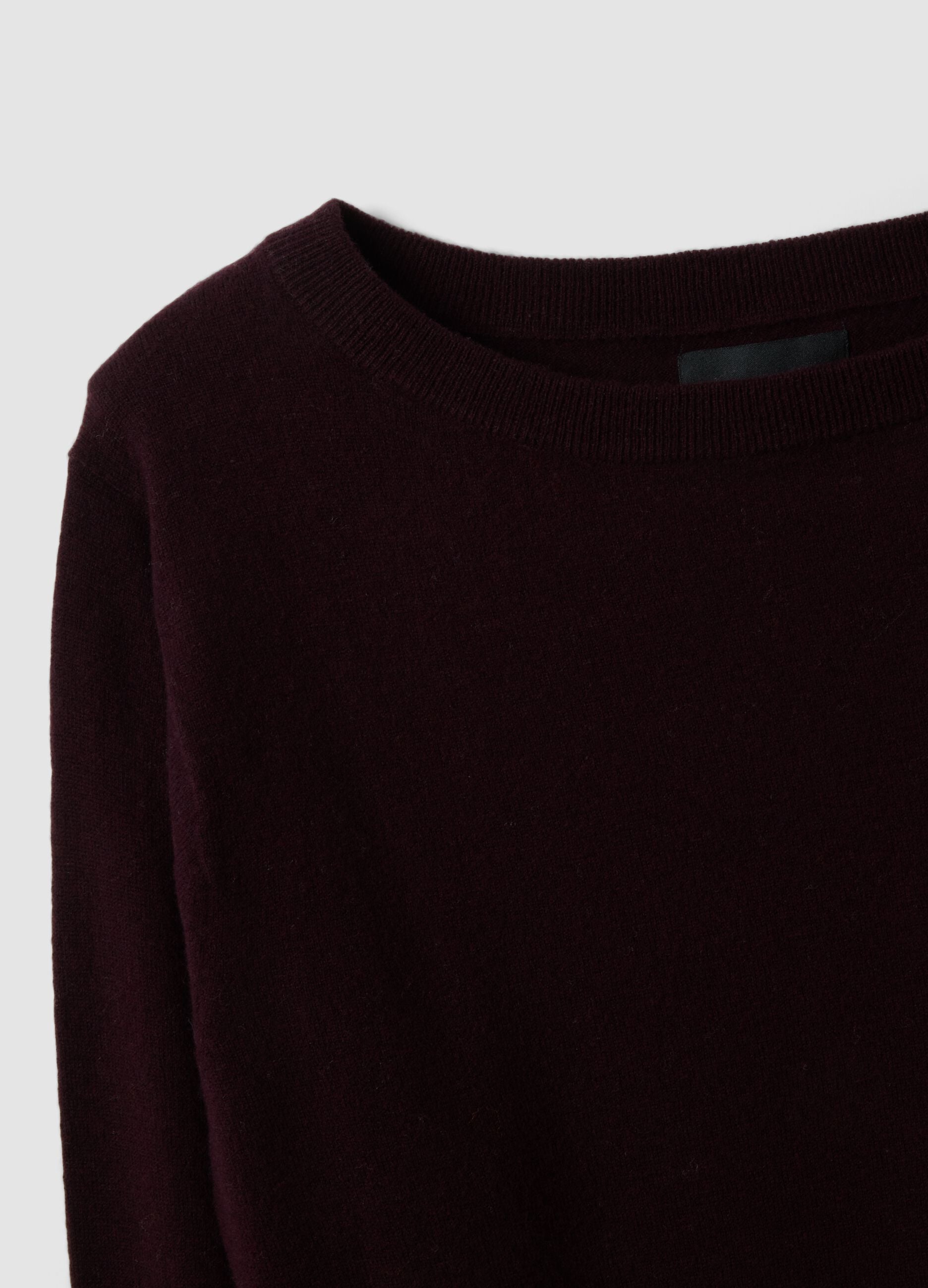 Purple pure wool boat-neck jumper