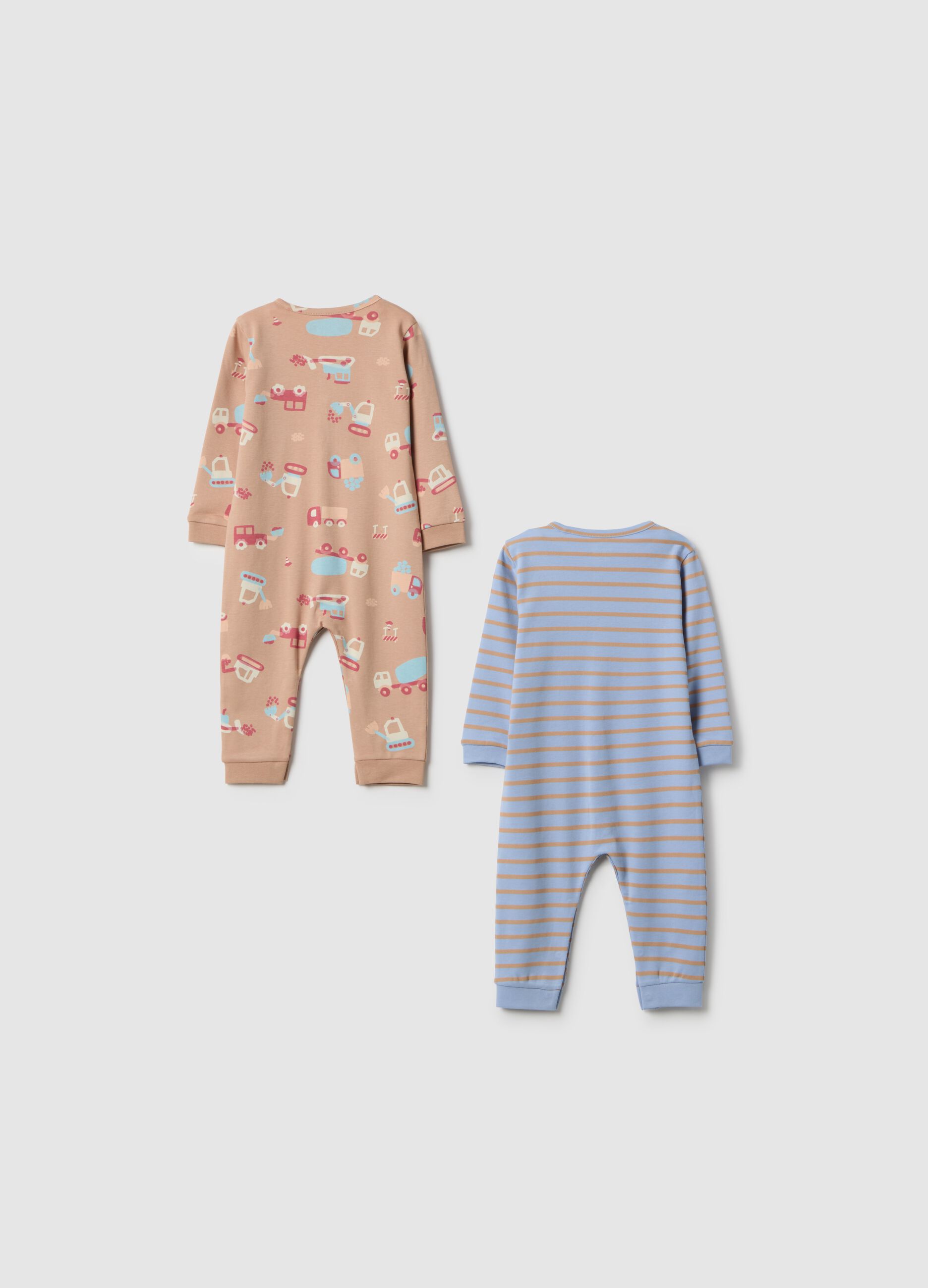 Multicolour pure cotton baby sleepsuit twin pack