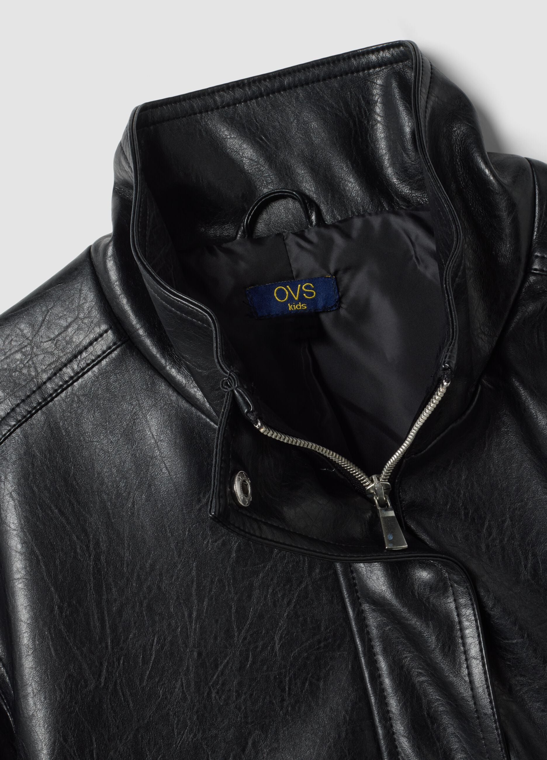Black regular-fit jacket with zip and high collar