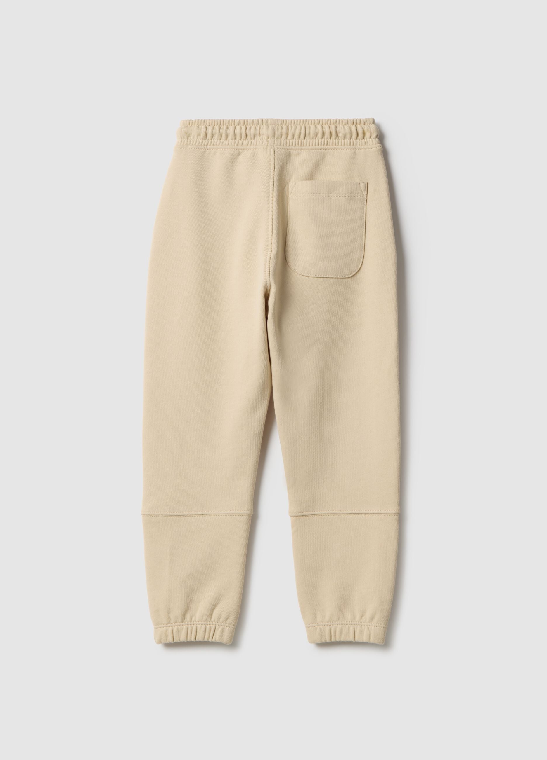 Children's beige jogger trousers in pure cotton regular fit