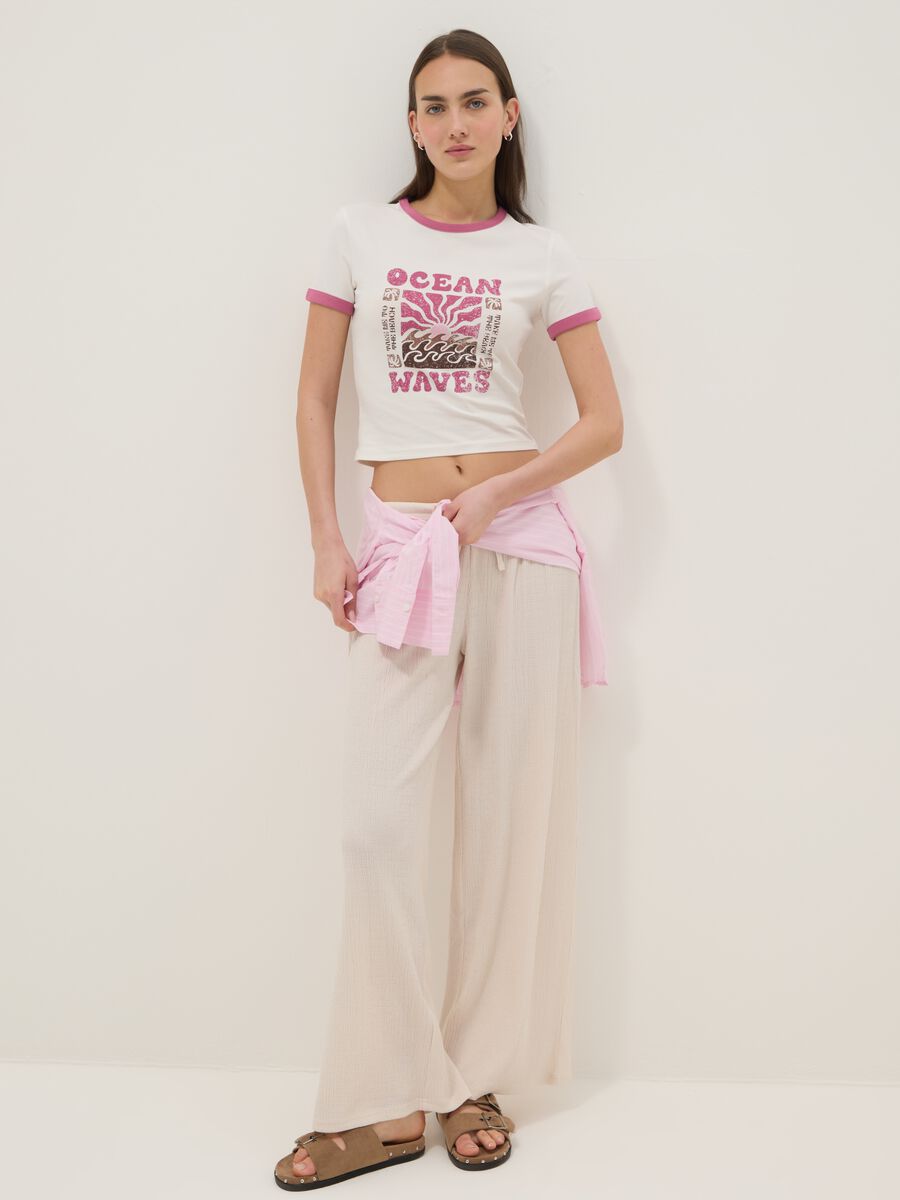 White regular-fit stretch cotton T-shirt with print_2