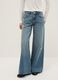 Wide leg blue cotton jeans with rips_1