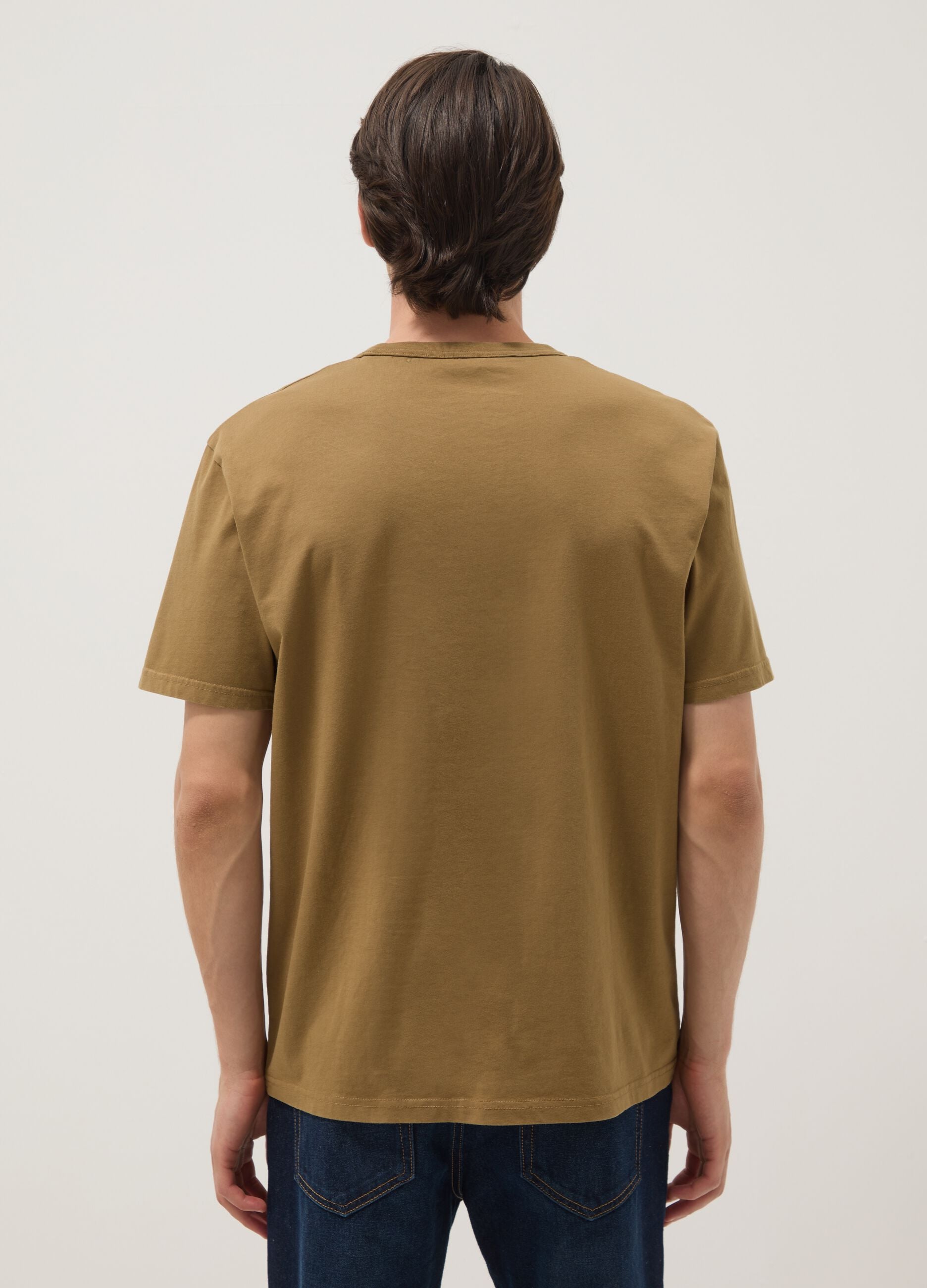 Brown pure cotton relaxed-fit T-shirt