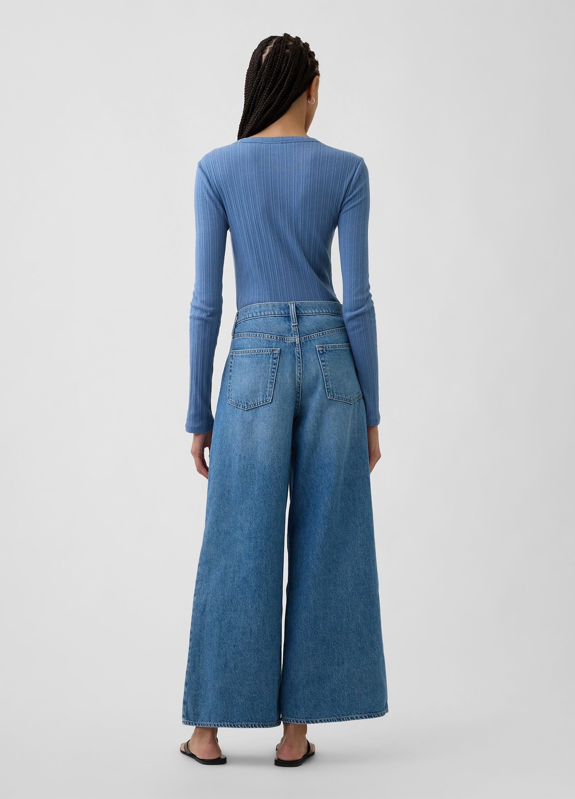 Pure cotton wide-leg jeans