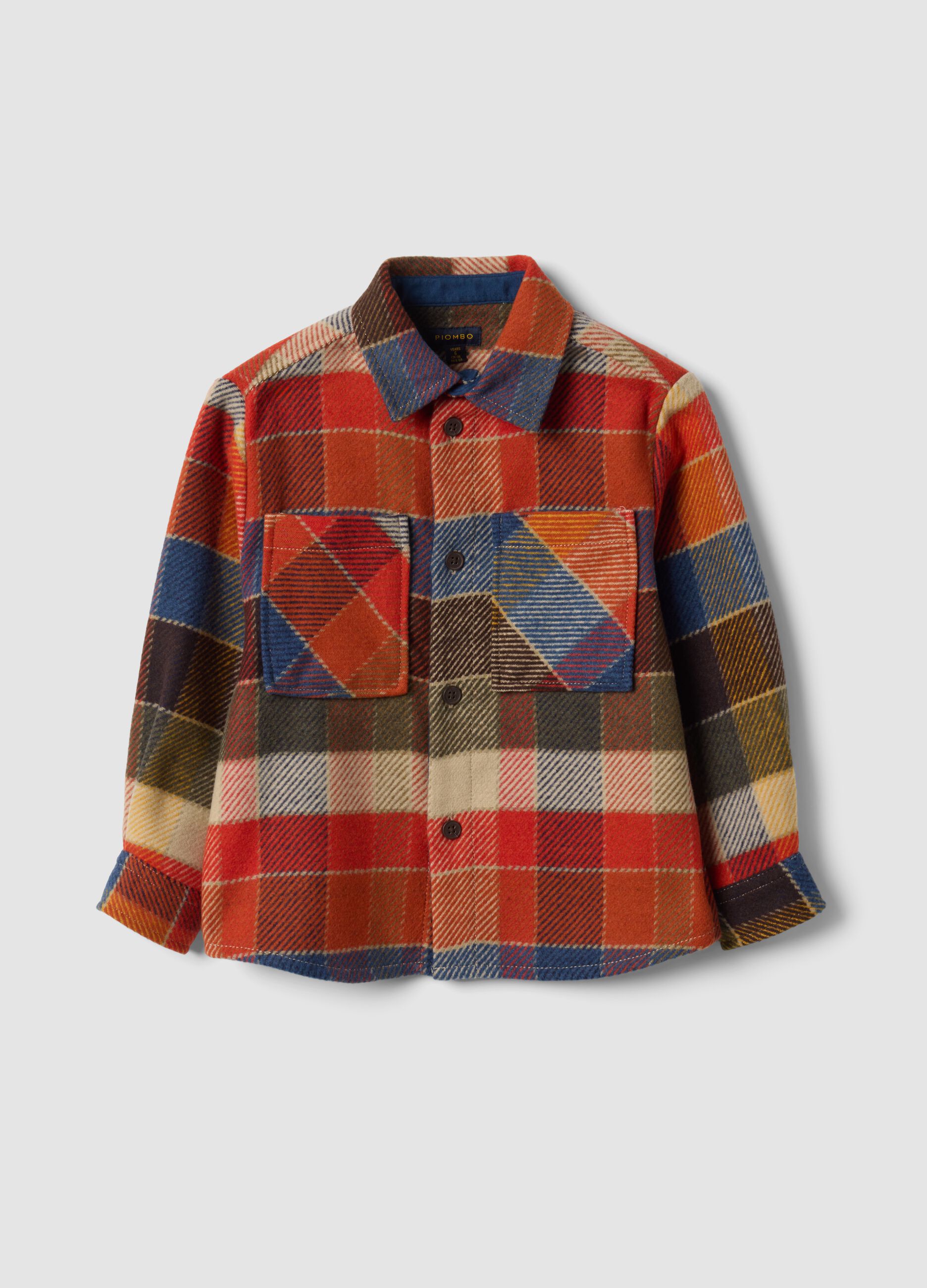 Multicolour checked shirt with classic collar, regular fit