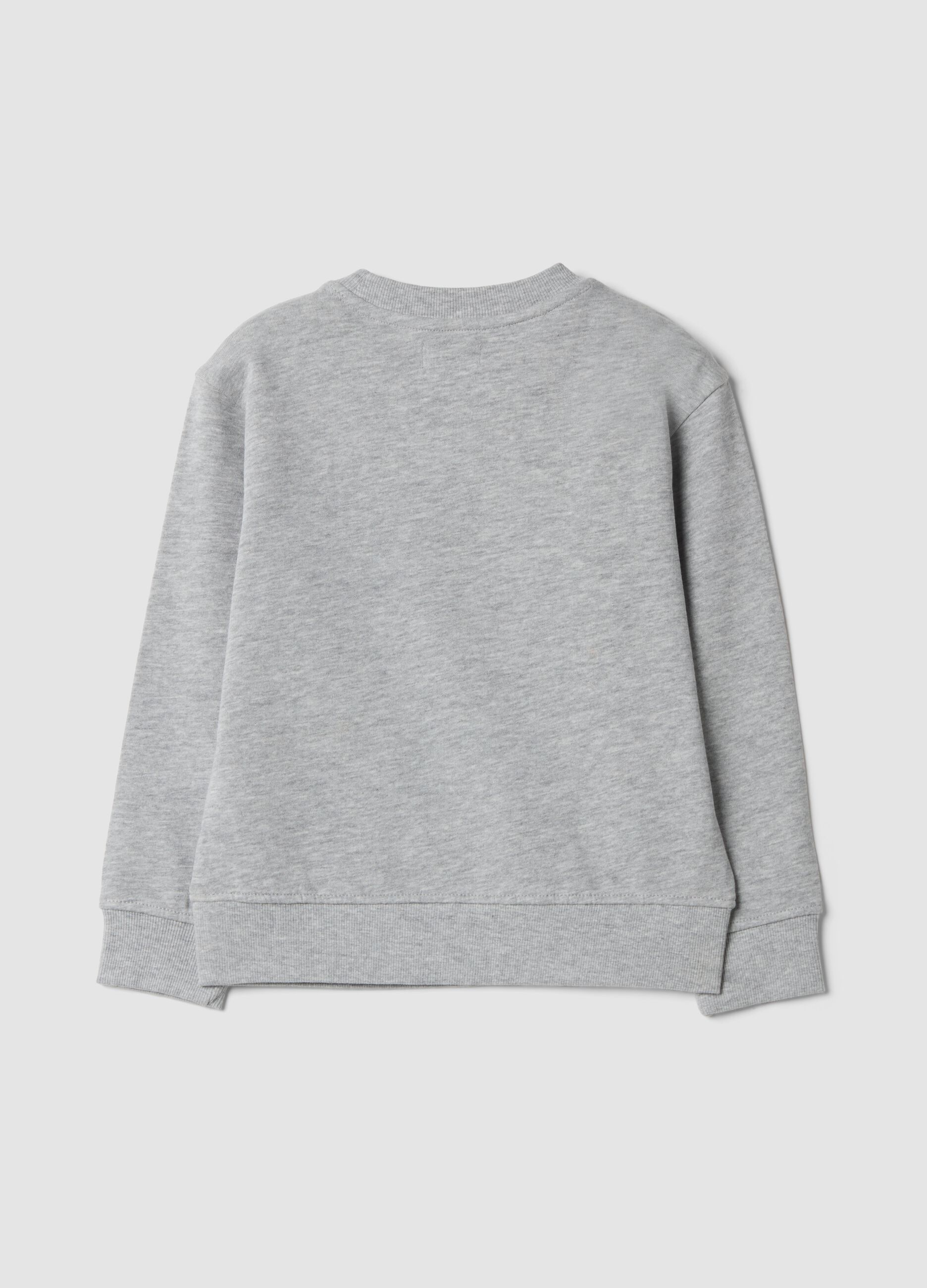 Grey crew-neck sweatshirt in cotton and viscose blend