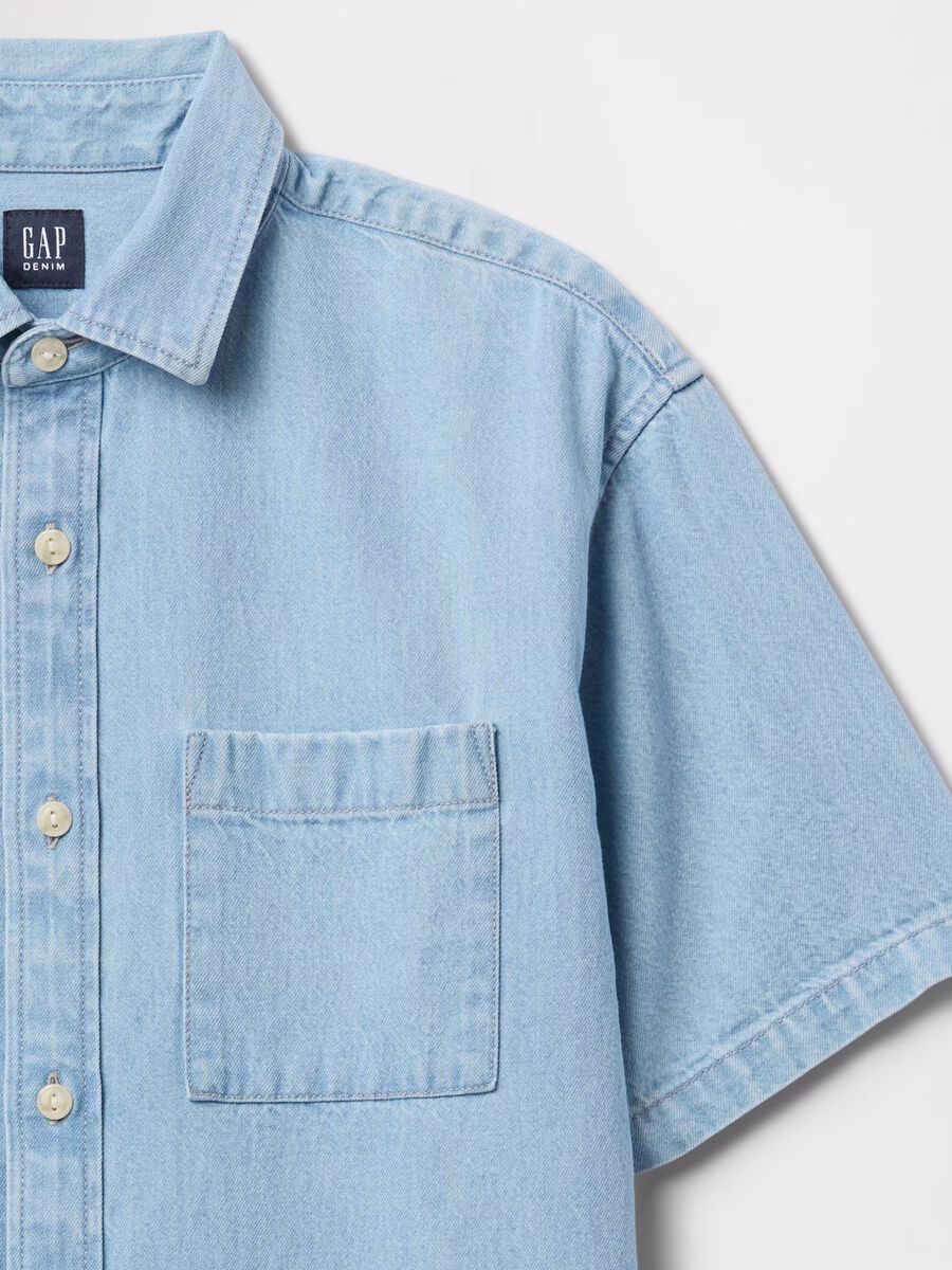 Short-sleeved denim shirt_4