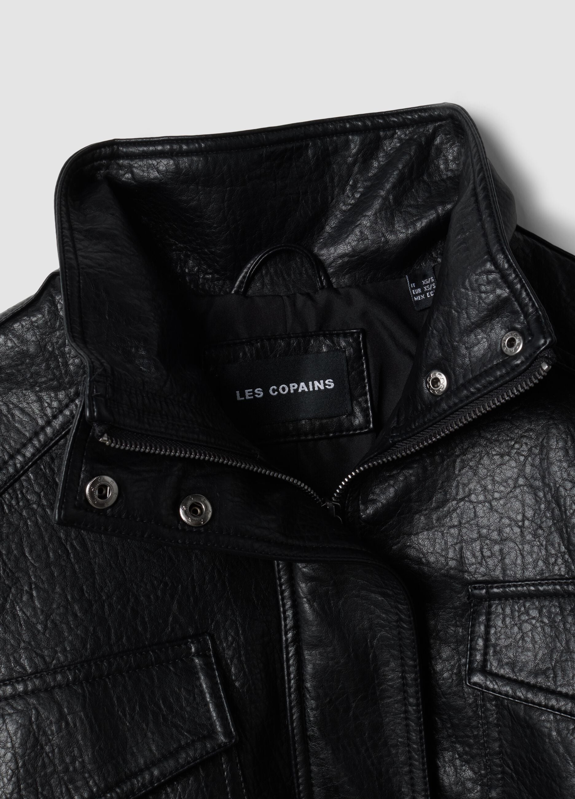 Black viscose-blend jacket with zip