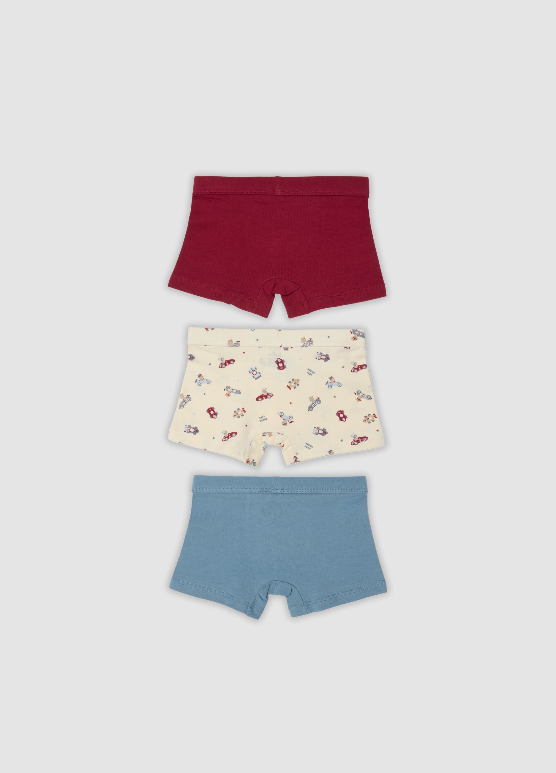 3-pack of multicolour organic stretch cotton boxer briefs for baby boys and toddlers