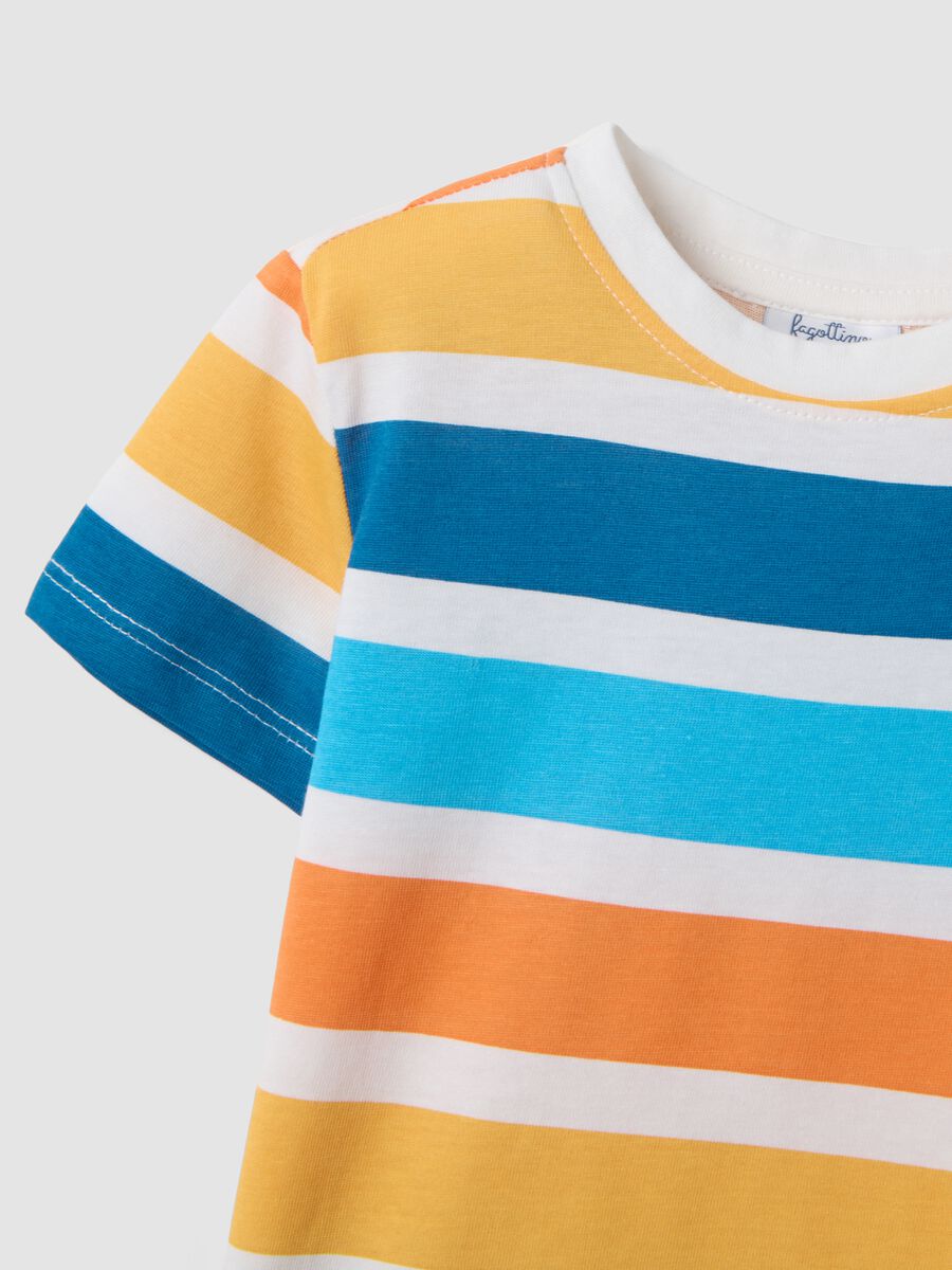 T-shirt in puro cotone a righe multicolor da bimbo regular fit_3