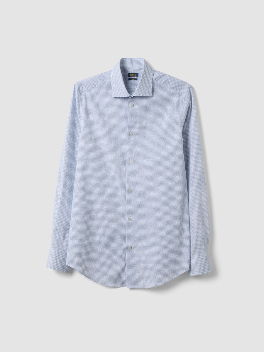 Light blue stretch cotton poplin shirt with cutaway collar_4