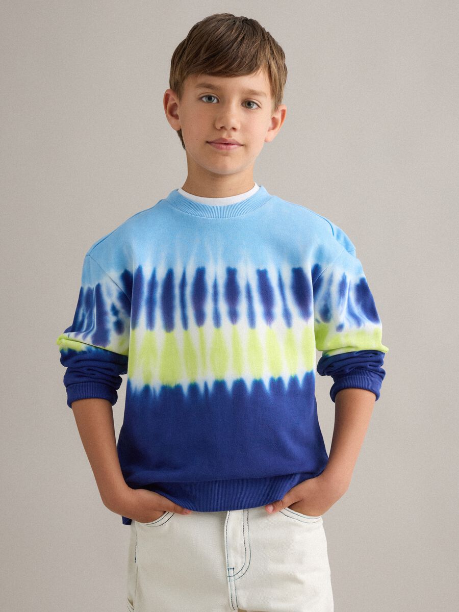 Kids' Regular Fit Multicolour Tie-Dye Pure Cotton Sweatshirt_0