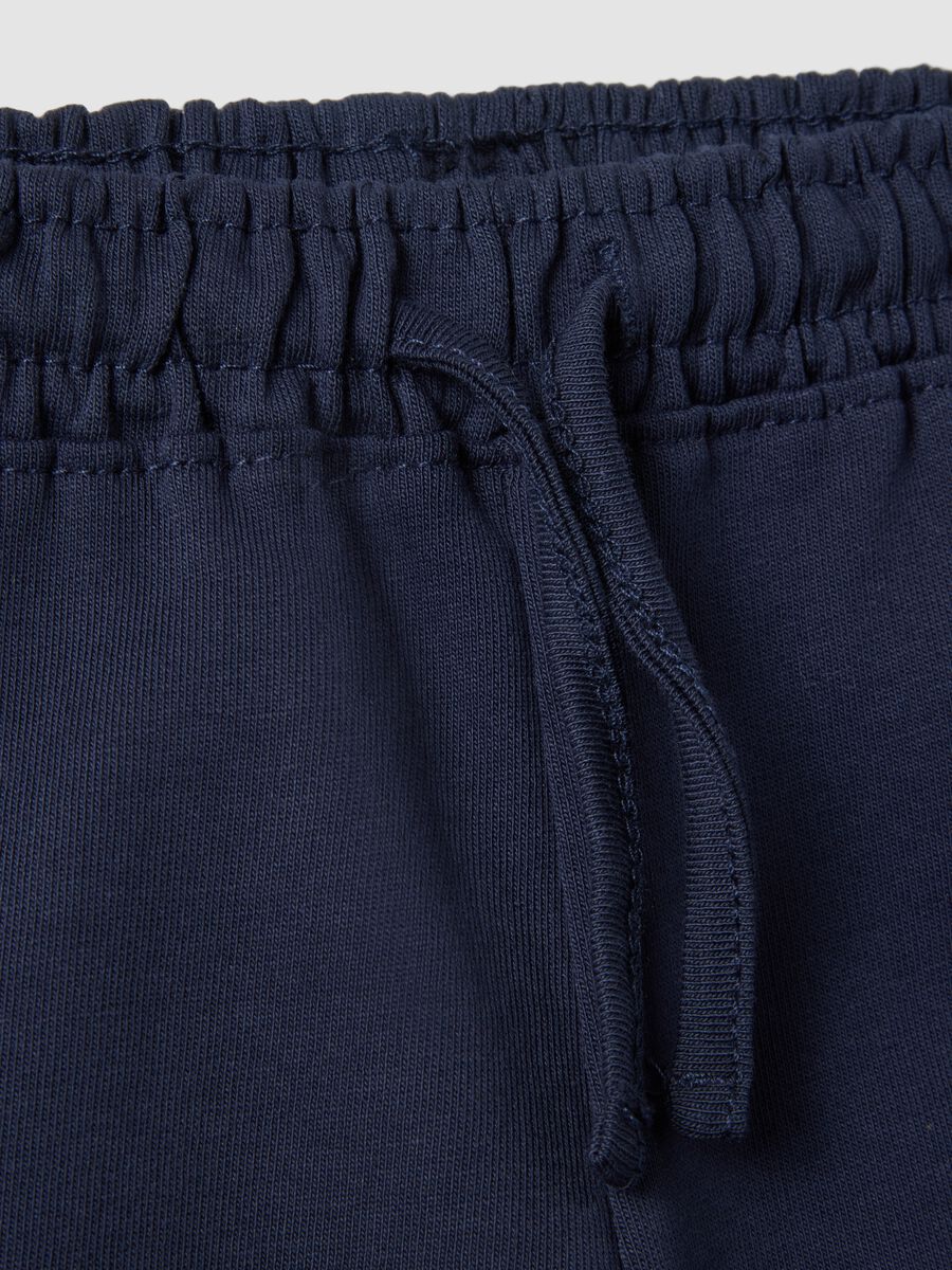 Pantaloni corti in puro cotone blu da bimba regular fit_2