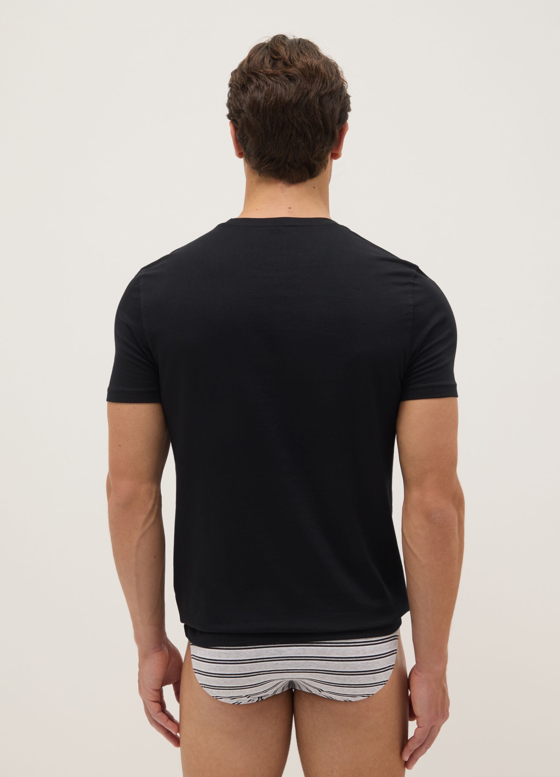 Black pure cotton regular fit T-shirt